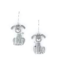Pewter Earrings Dog with ears out