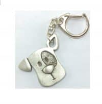Pewter Keychain Dog with spot
