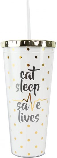 Eat Sleep Save Lives Tumbler with Straw